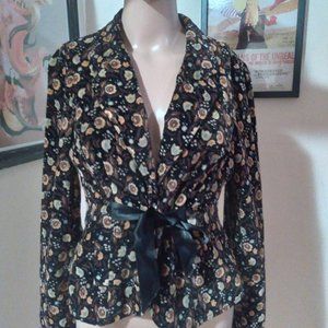 Free People Floral Velvet Blazer, Size